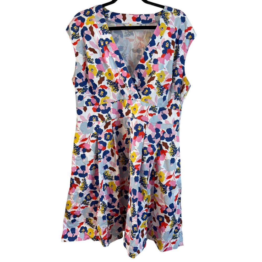 Boden Women's Clemmie Dress Fit & Flare French IvoryPeony Burst Preppy 14 R